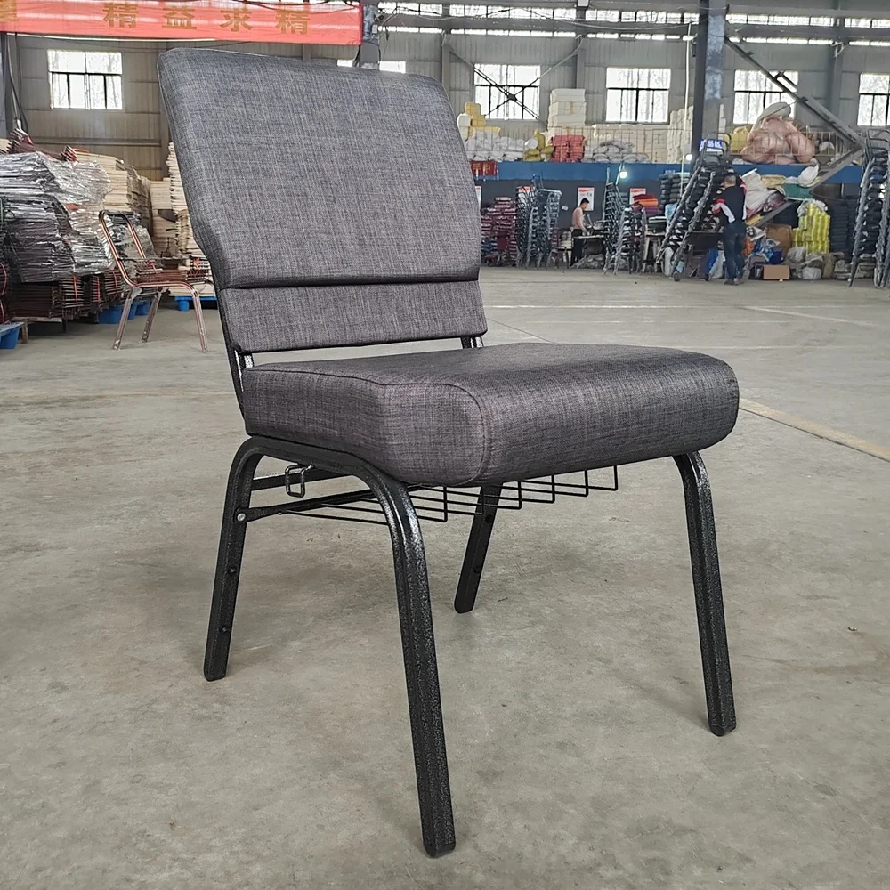 Wholesale Hot Selling Auditorium chair stackable church chairs with bookrack design