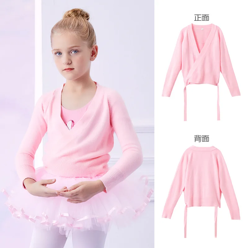 Children Dance Sweater Coat Girls Chinese Ballet Skirt Shawl Autumn  Winter Cardigan plus Knit Long Sleeve Training Clothes