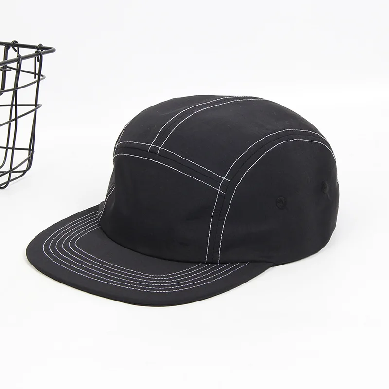Camp Hat Nylon 5 Panel Cap Wholesale Lightweight Waterproof OEM Service Outdoor Unisex Adults Baseball Cap Embroidered 10 Years