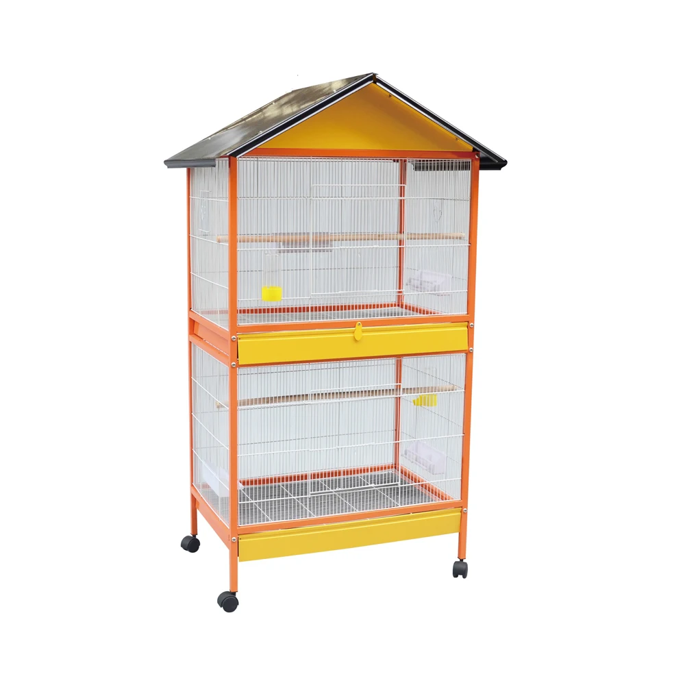 Factory Sale Canary Budgerigar House Wire Large Bird Cage Square Tube Equipped With Standing Rod Foldable Big Birdcage