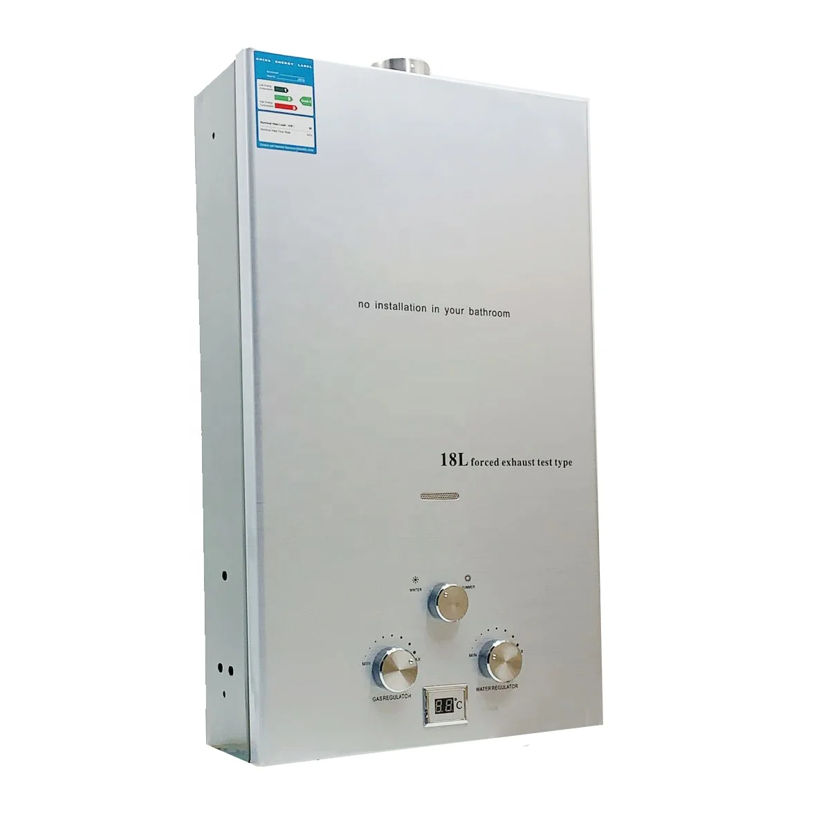  18L Outdoor Stainless Steel Tankless Natural Gas Water Heater With Shower