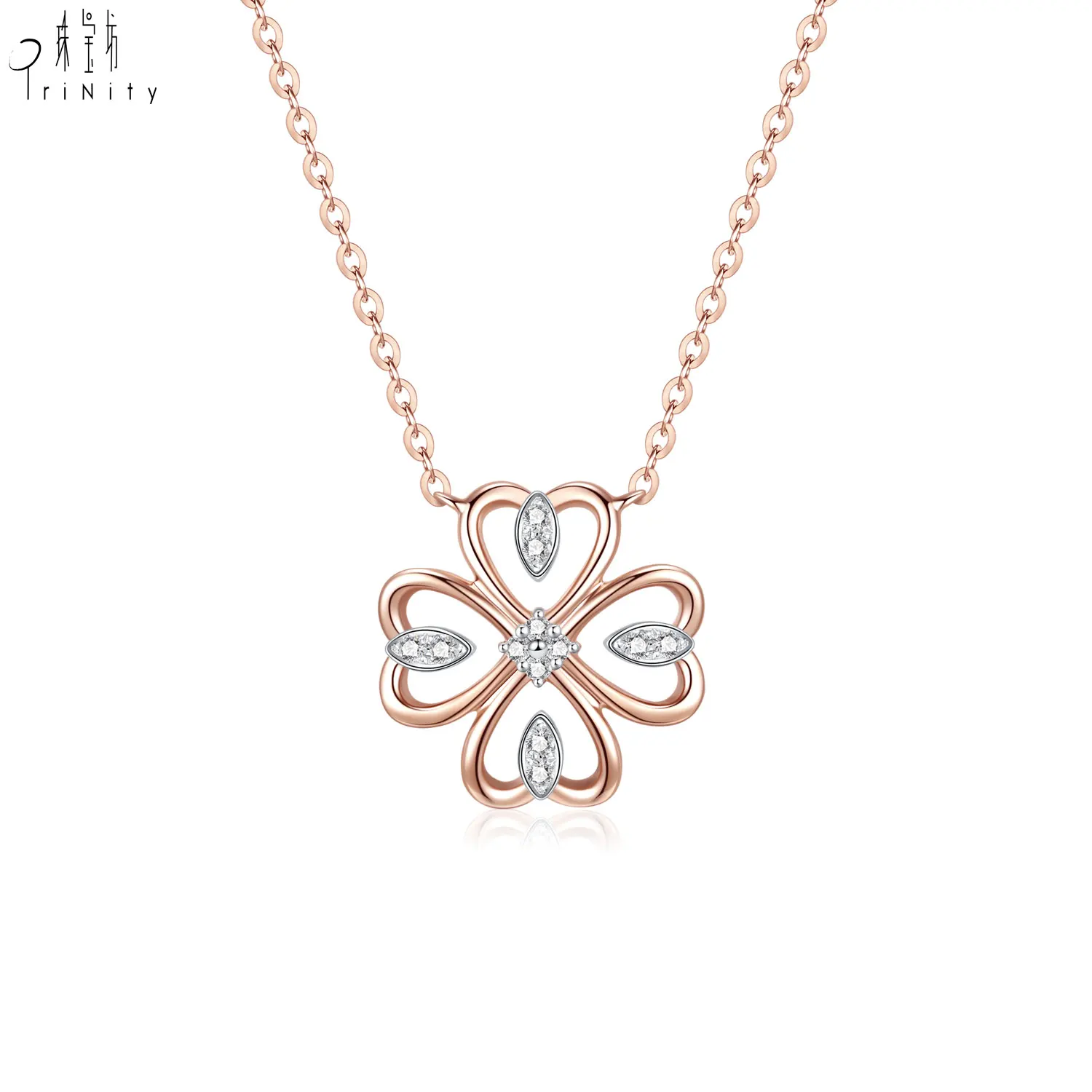 Latest Design Handmade 18K Solid Rose Gold Pendant Necklace Jewelry Real Diamond Jewelry Set Earring Ring Necklace For Women