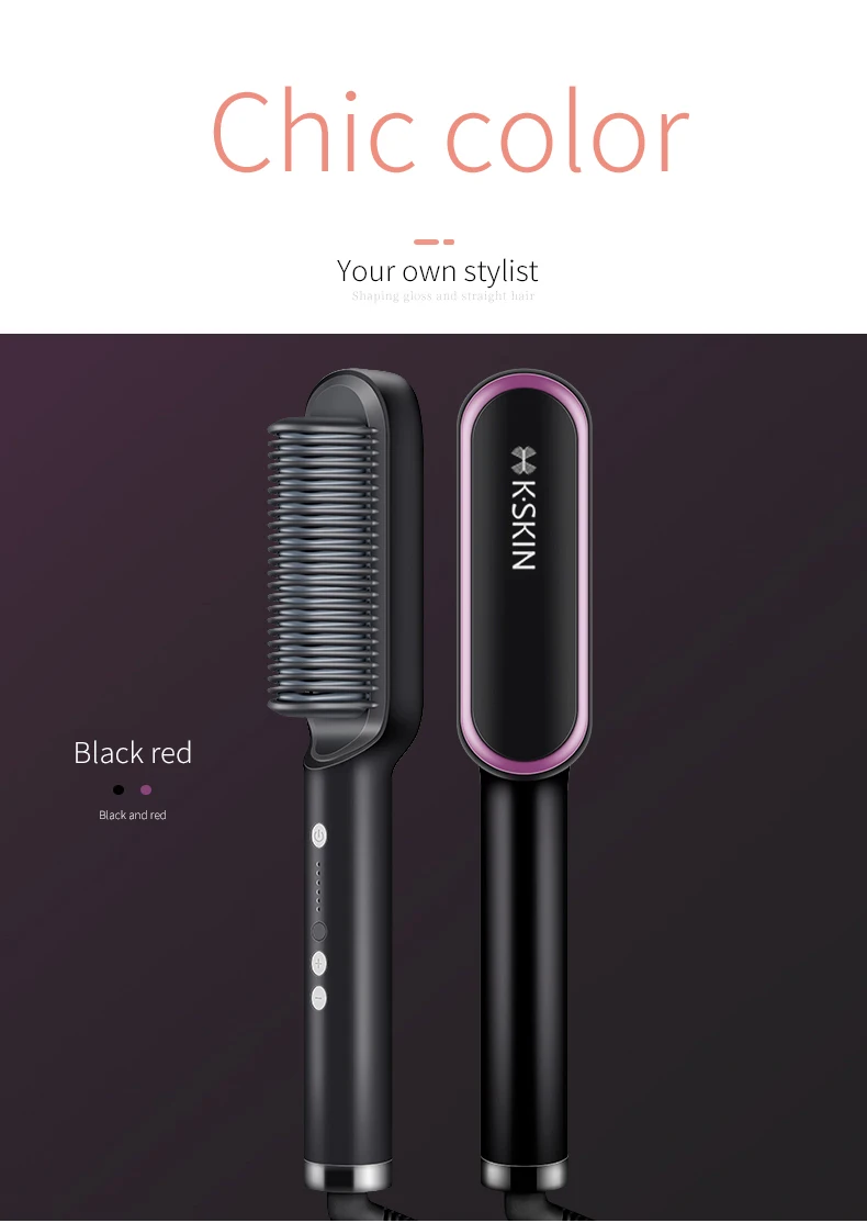 Adjustable Temperatures Hair Care Straight Heated Comb 2 in 1 hair straightener curler  hair straightener comb