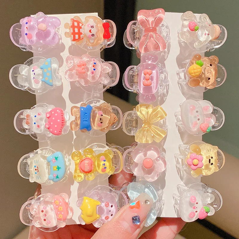 RARA 2023 New Spring Hair Accessories Kids Cartoon Mini Hair Claws Sweet Cute Candy Color Animals Hair Claw Clips for Girls