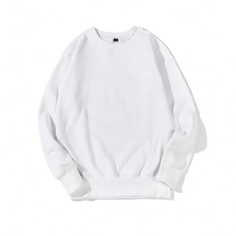 White 100% cotton 300g hemp cotton large terry crew neck sweater hoodies and sweatshirt