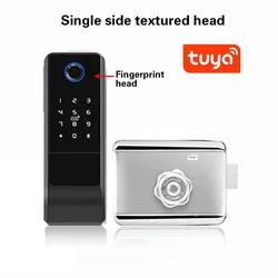 WiFi Tuya Smart Life App Electric Digital Fingerprint Rim Door Lock For Outdoor Gate Entrance Door