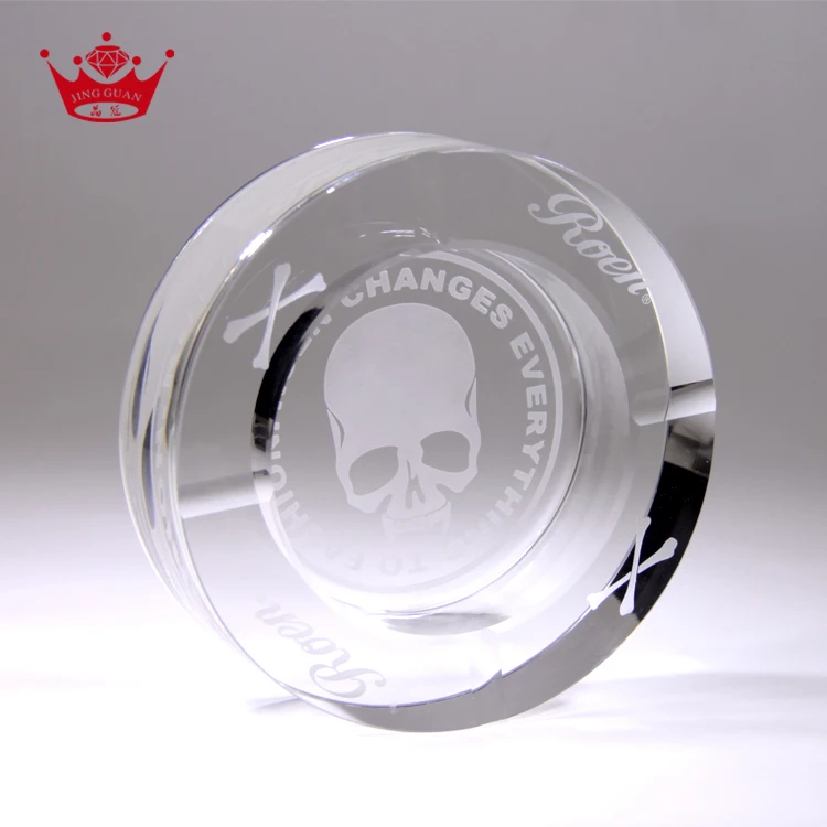 
China supply custom personalized round clear crystal cigar ashtray 