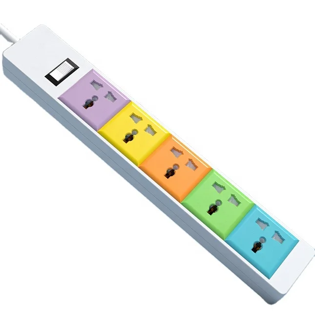 Gelistar Universal 5 Outlets Extension Power Socket With Switch Macaron Color Design With Safety Door Power Socket