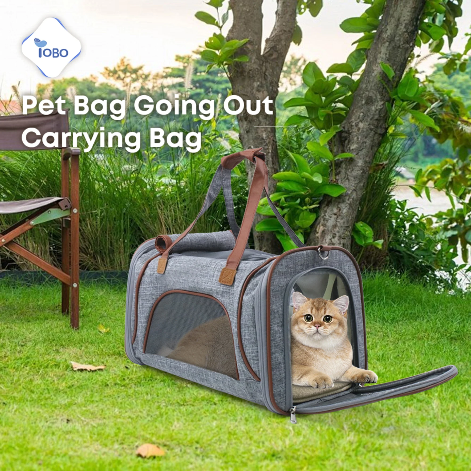 Lightweight Collapsible Durable Portable Breathable Soft-Sided dog Cat Carrier Pet Travel Bag with Fleece Pad