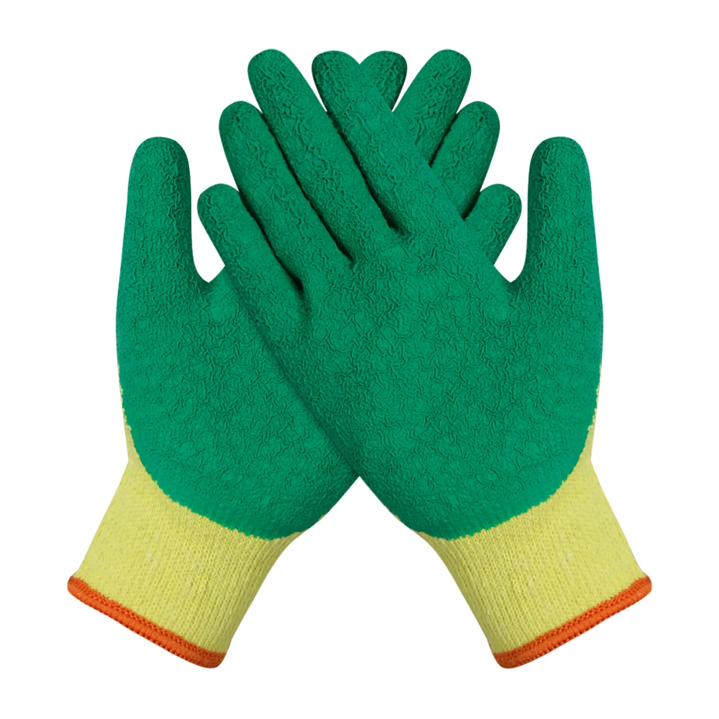 Crinkle Finished Gloves 10 Gauge Polyester Latex palm coated Industrial Household Safety Working Gloves