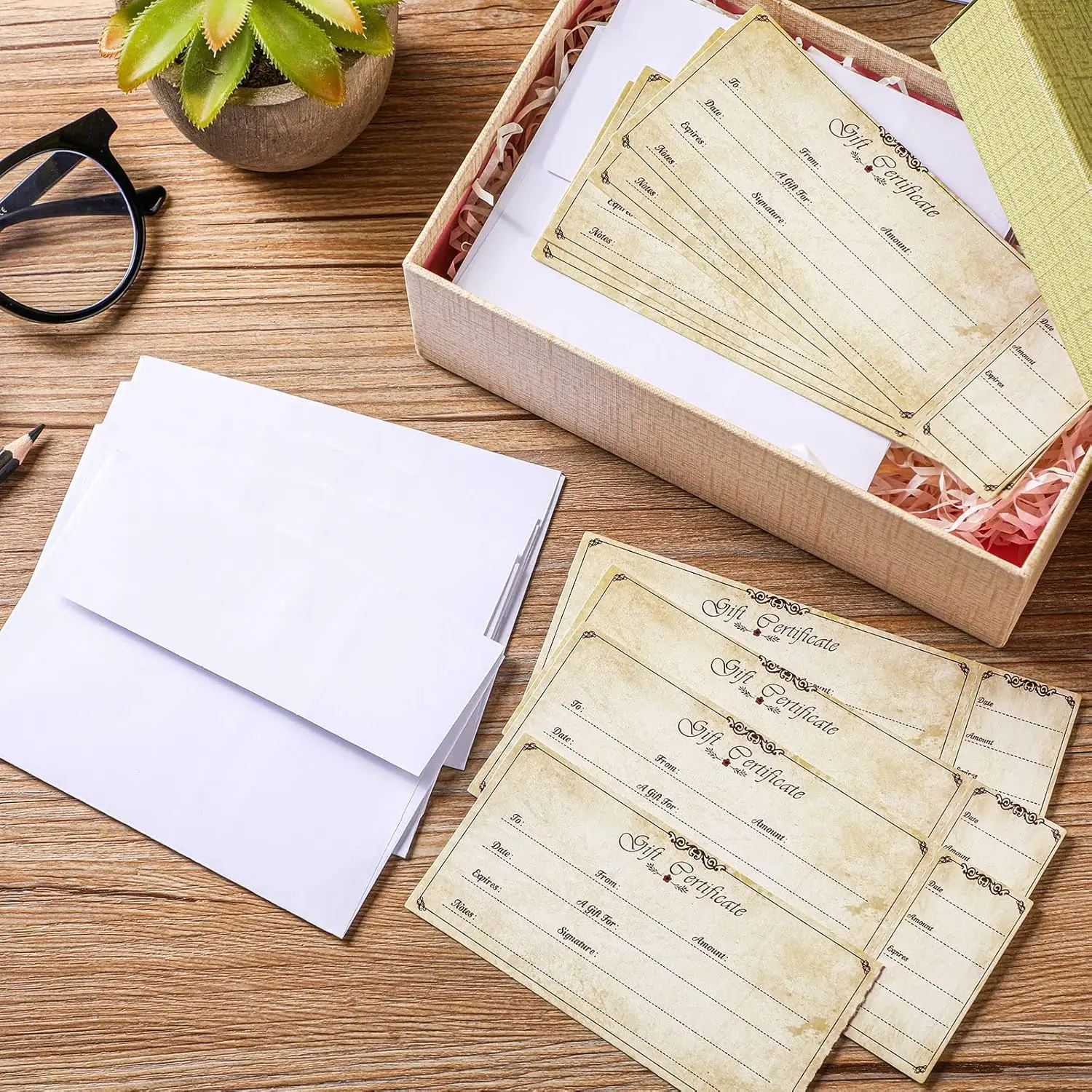 Blank Gift Certificate Cards with Name and Address Classic Beauty Voucher Certificates Gift Certificates for Business
