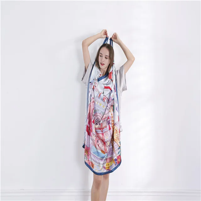 100% mulberry silk scarf for ladies lightweight square silk head scarf