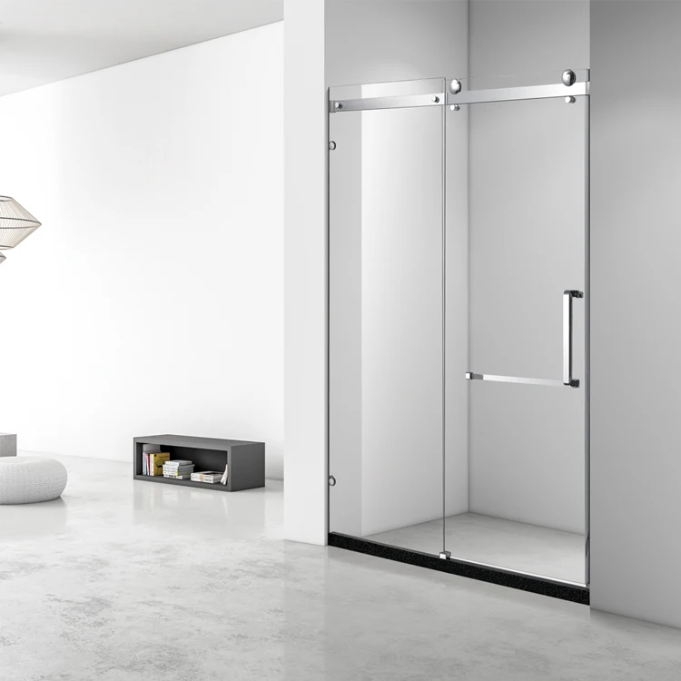 Modern Simple Stainless Steel Frame 6-8mm Toughened Glass Sliding Door for Bathroom Shower Room