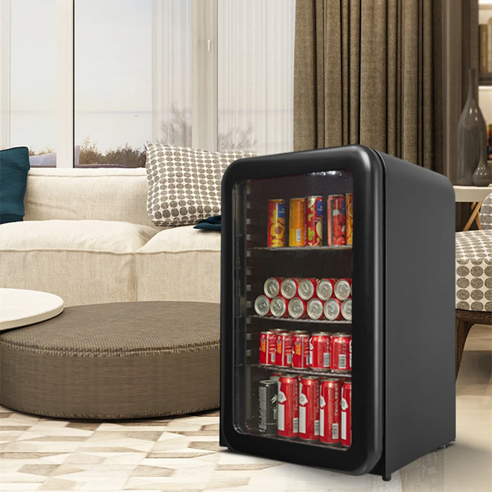glass door mini bar fridge beverage cooler small drink chiller compact frigo refrigerator thermostat compressor r600a frigobar