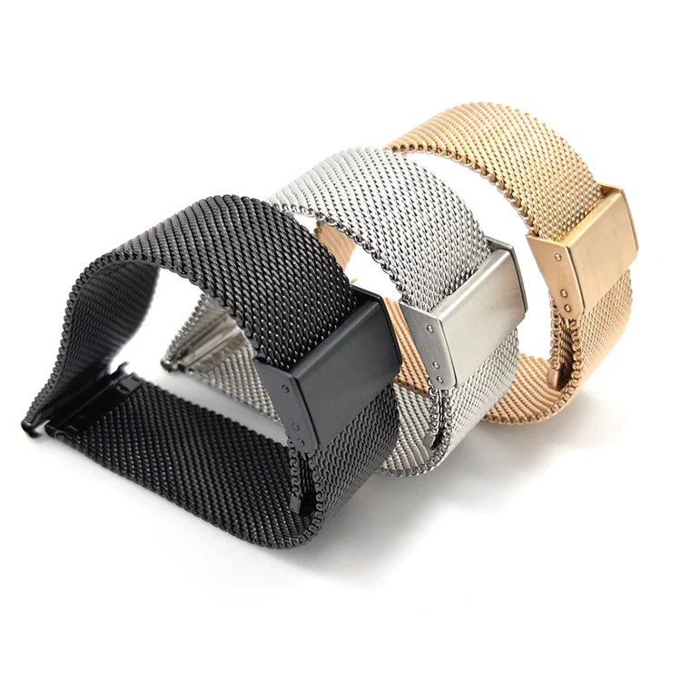 304 Stainless 4 colors quick change Metal watch strap for male and female stainless steel wire mesh belt Band