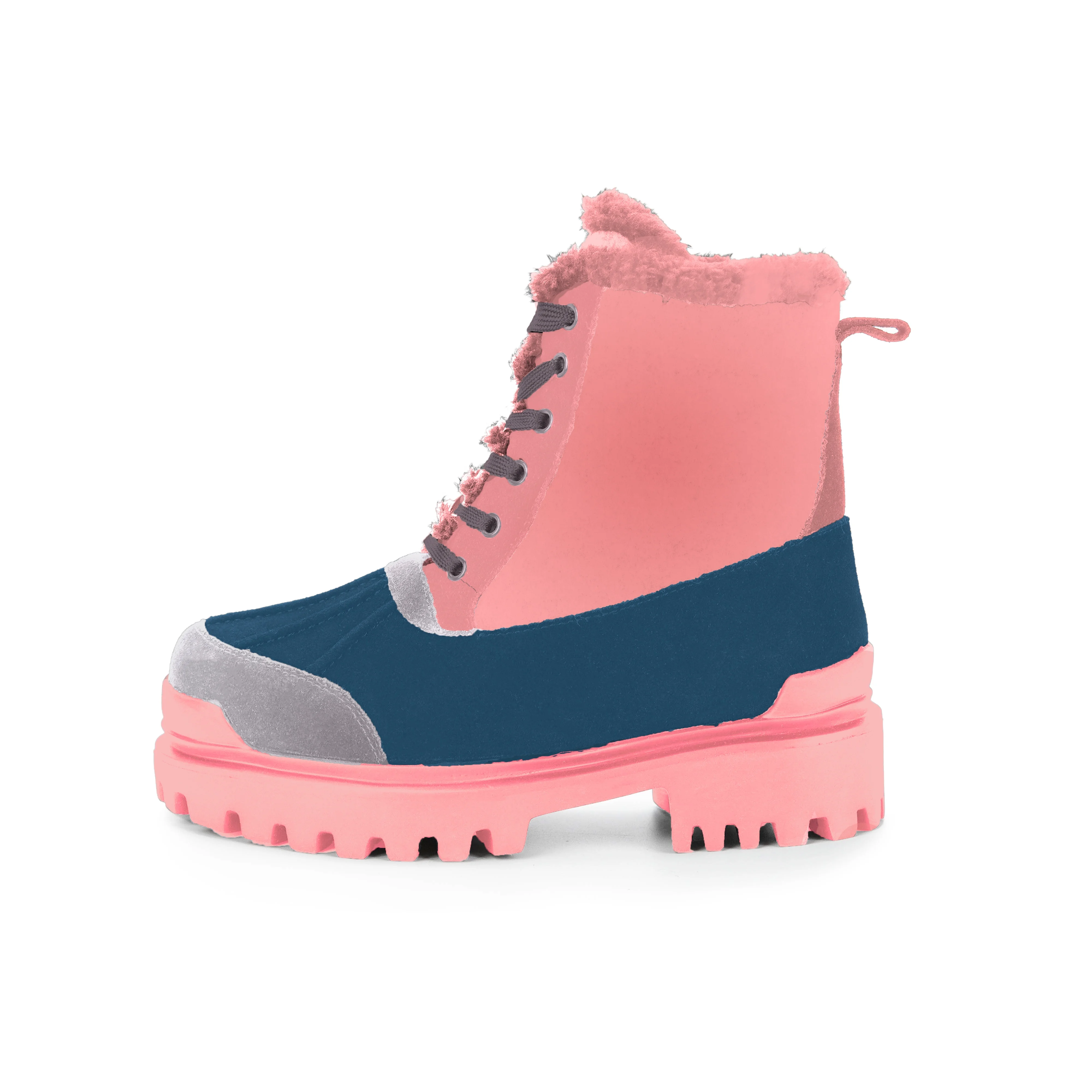 Custom 2022 new leather winter ladies ankle boots  fashion lace up black fur snow women boots for ladies