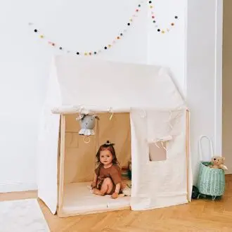 Asweets Balear House Kids Tent Teepee Tent Kids White Cotton Canvas Playhouse