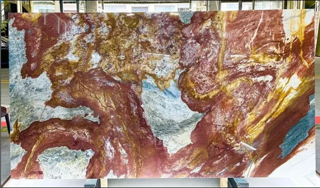 Rainbow hills quartzite slabs natural onyx marble background wall design blue marble wall cladding system blue roma quartzite