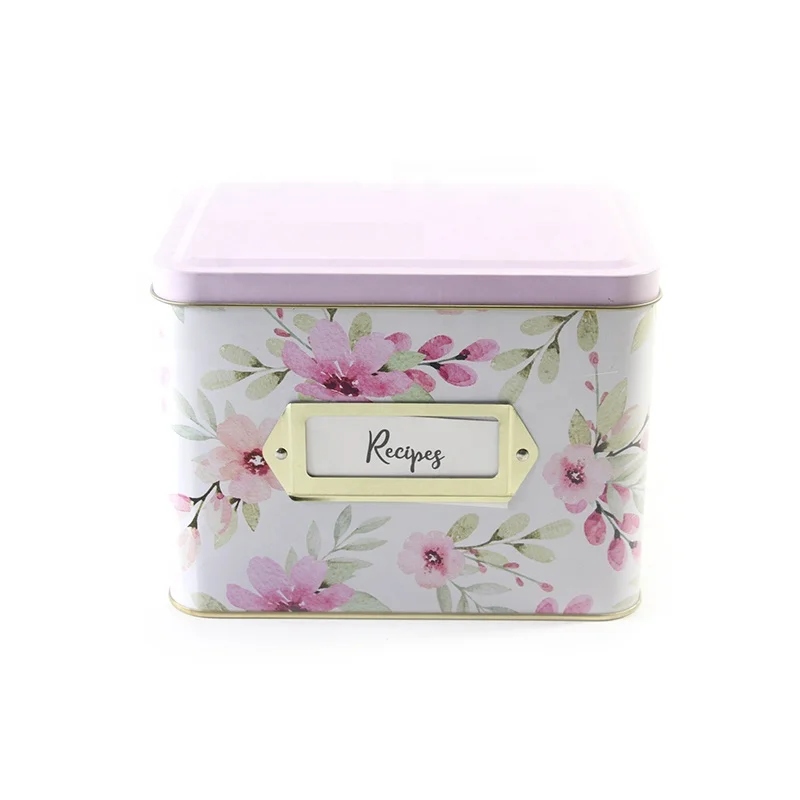 Rectangular Metal Custom Postcard Letter Boxes For Treats /Recipe Card Complete Gift Box Decorative Tin Box hot selling item