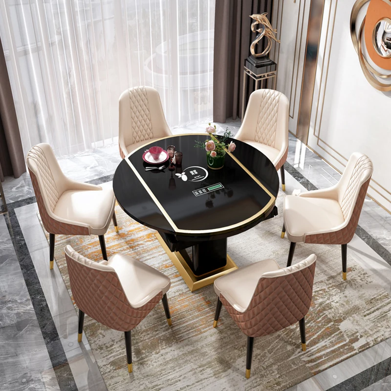 Home Furniture 6 Chair Set Modern Stainless Steel Designs Dining Table