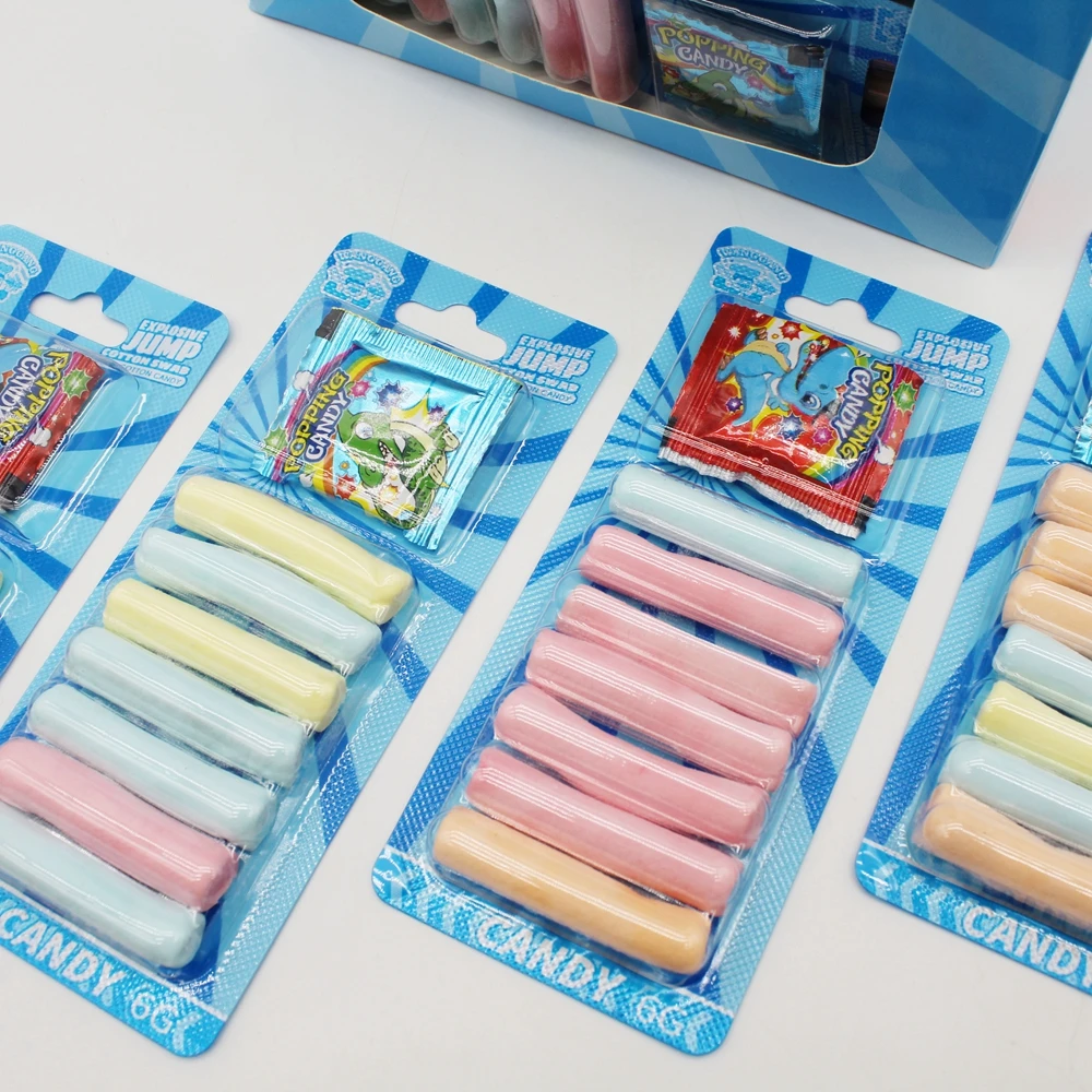 Hot Sale Fruit Flavored Sponge Cotton Candy Soft Gummy Marshmallows Candy with Popping Candy