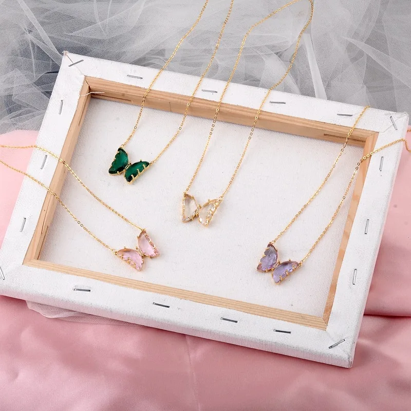 Eico jewelry 2020 fashion necklace rhinestone chokers butterfly 18K gold plated for women rhinestone chokers necklace