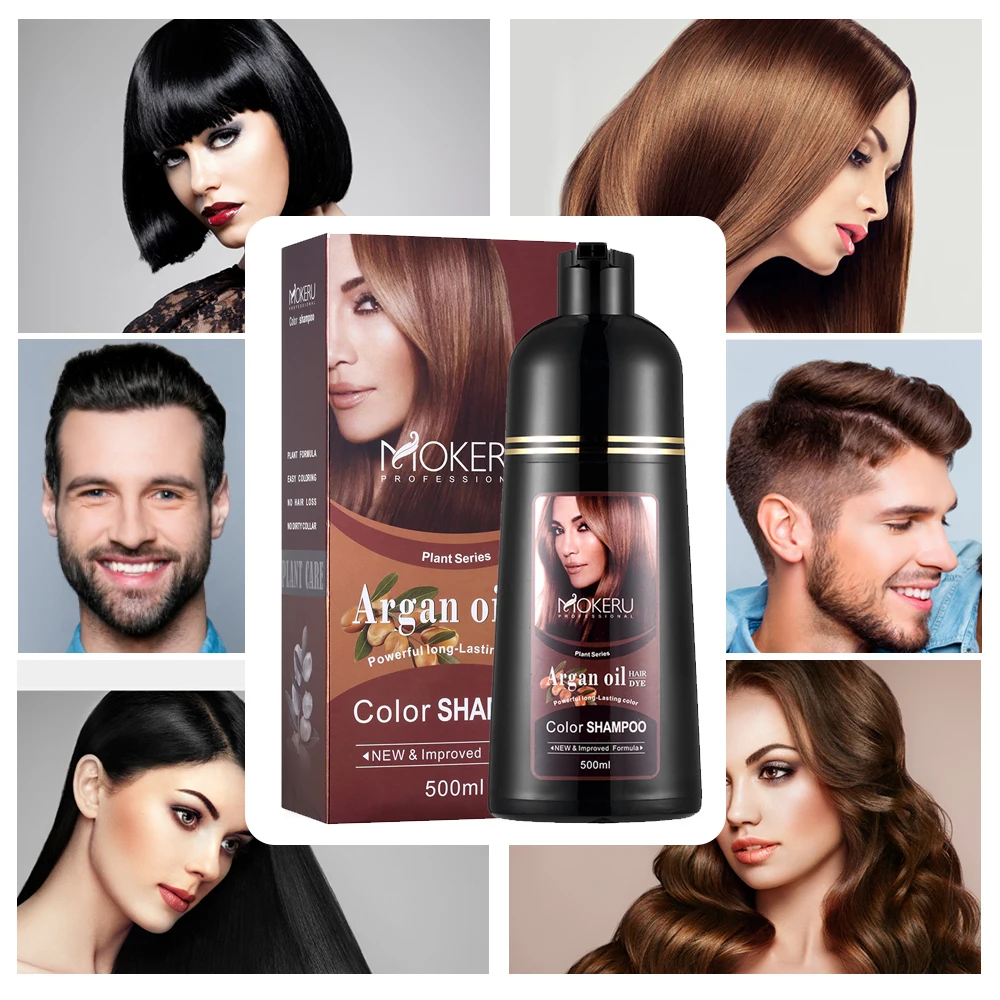 non allergic natural hair dye shampoo mokeru magic light brown and dark brown hair shampoo with argan oil without packing box