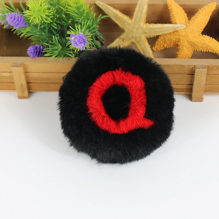 Puff Key Chain Red Silver Large Faux Fluffy Pompom Puff Ball Fur Ball Fur Ball Heart Pom Pom Key-chain