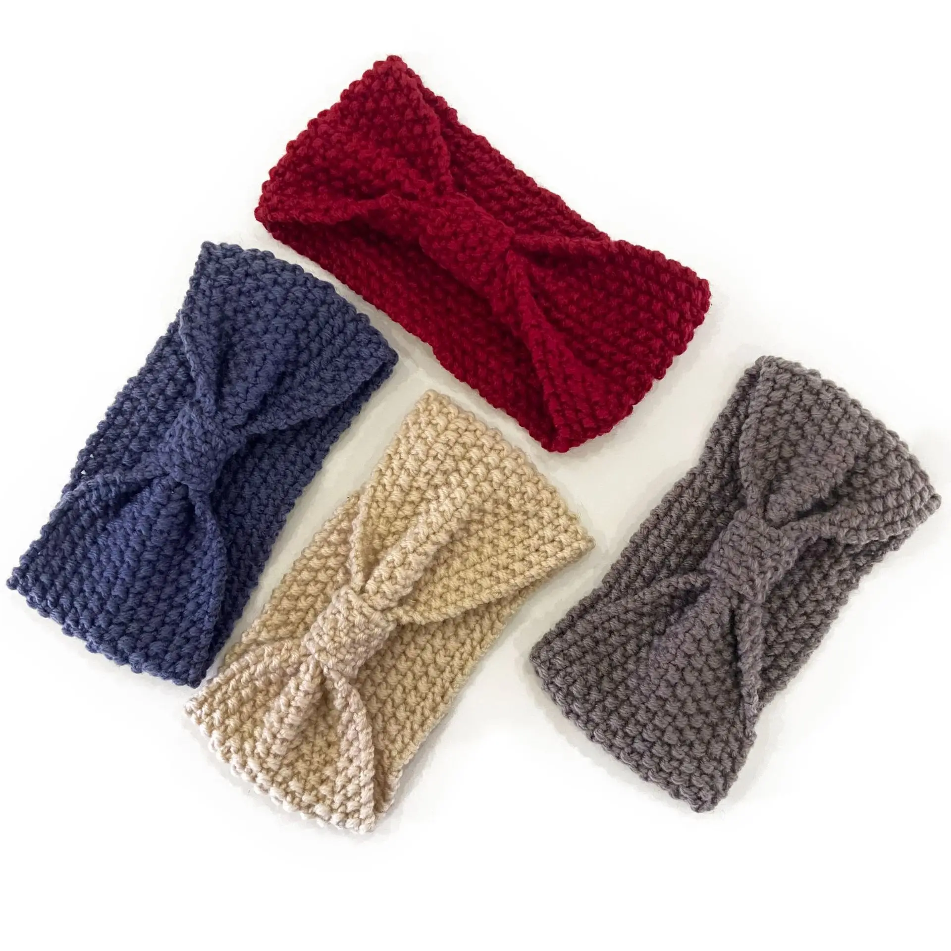 Factory Wholesale Wool Knitting Wide Headband Simple Corn Kernel Handmade Knitted Wool Elastic Headband For Women