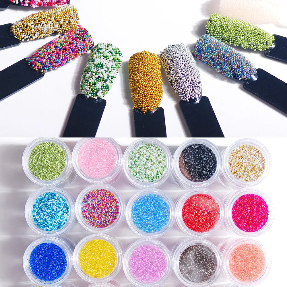 Transparent AB Symphony Colorful Bubble Beads Microbeads Glass Non-porous Small Beads Nail Caviar Beads