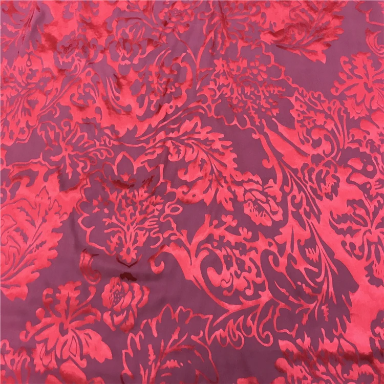 
Plain Dyed Red Silk Satin Burnout Fabric 19mm Silk Rayon Bournout 
