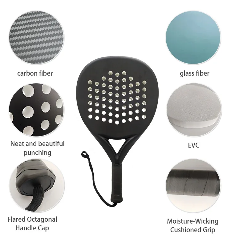 Carbon Fiber Surface Padel Racket with EVA Memory Flex Foam Core Padel Tennis Racquets Paddle Tennis Racket
