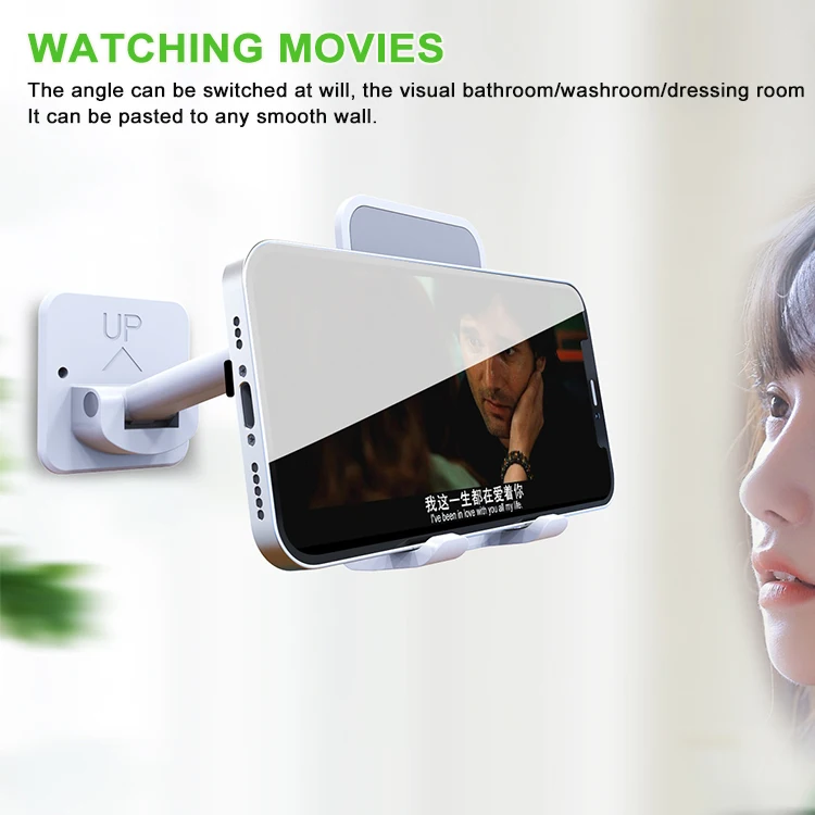 Adjustable Portable Home Wall Storage Sticky Phone Hanging Holder Suction For Mobile Phone Folding Telescopic Stand For Wall