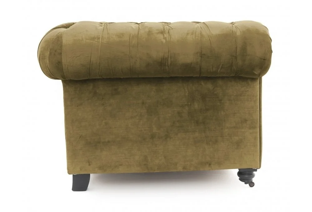 Industrial & Vintage Chesterfield Sofa European Luxury 1 Sitter Velvet Upholstered Tufted Button Chesterfield Sofa on Wheels