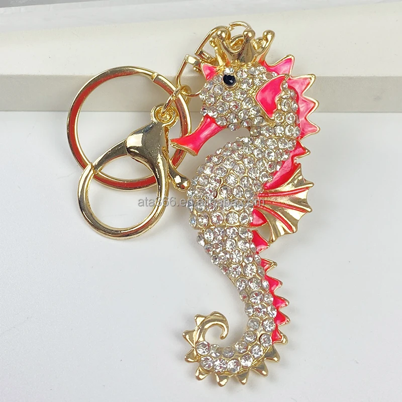 2024 Bling Metal key chains of crocodile dolphin whale shark keychains Whole Seahorse Sea Animal Keychain