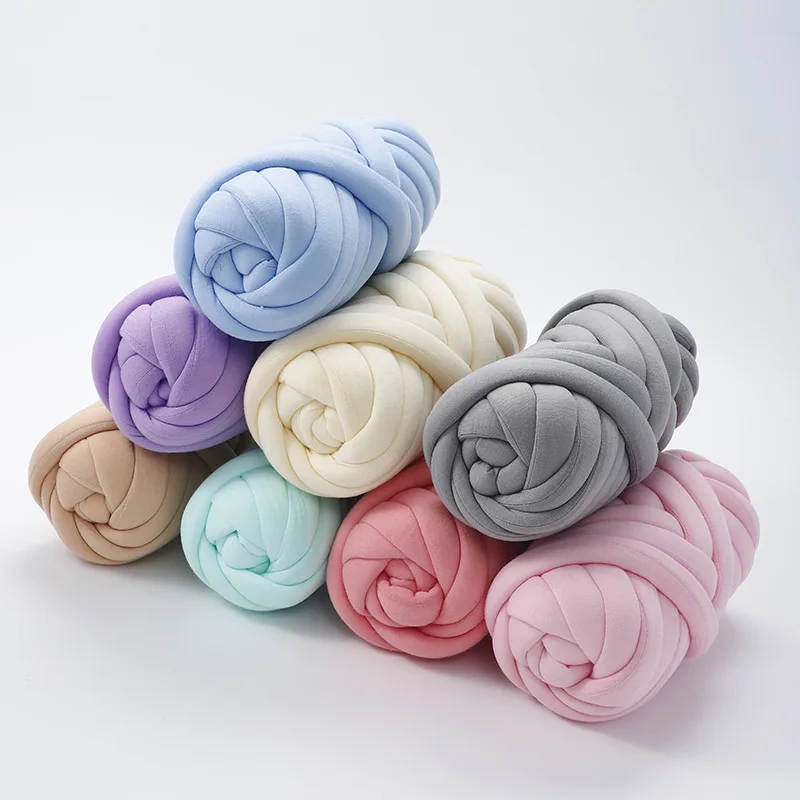 wholesale 100% polyester knitting yarn thick Icelandic wool hand woven blanket roving core filling chunky yarn