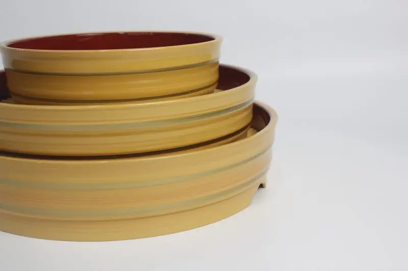 Wooden Design ABS Material Fruit Tray Japanese Sushi Rice Bowl Sushi Oke Rice Mixing Tub Serving Tray