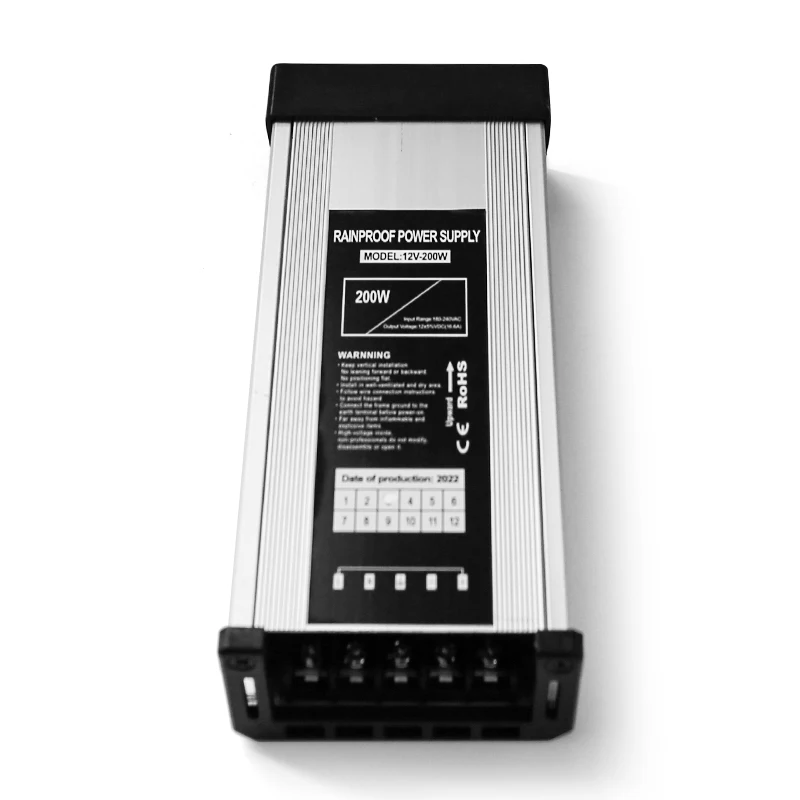Good quality 220vac to 24v rainproof  power supply s-200-12 200w 120w 150w 100w  transformer for communication
