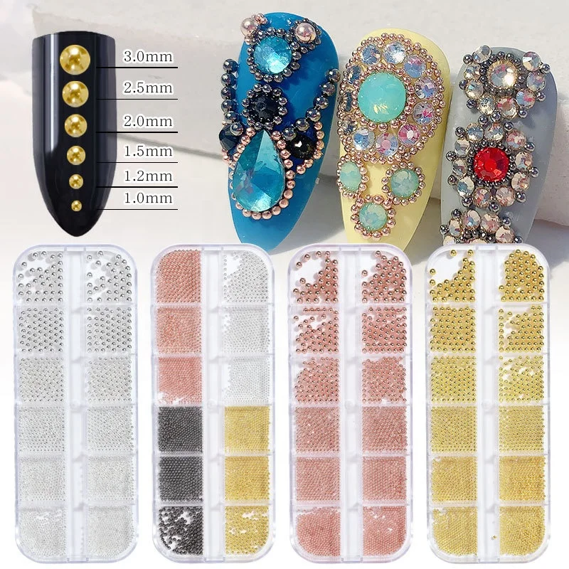 Mini Steel Ball Caviar Bead 3d Nail Decoration Mix Gold Silver Beads Nail Art Decoration Studs