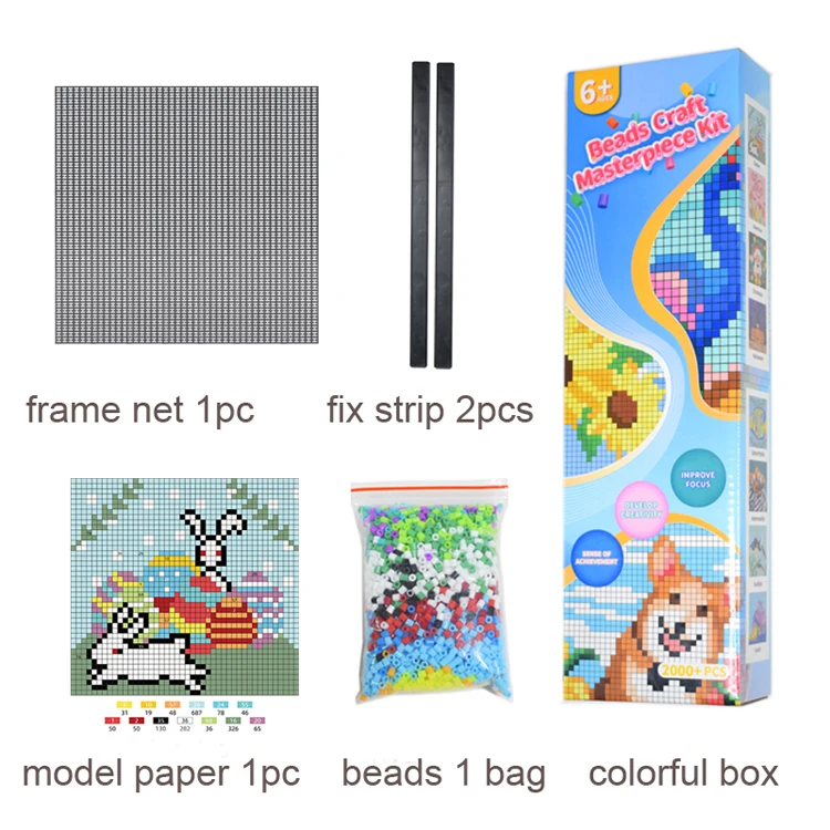 High quality new style without ironing mesh canvas diy fuse perler hama beads 5mm