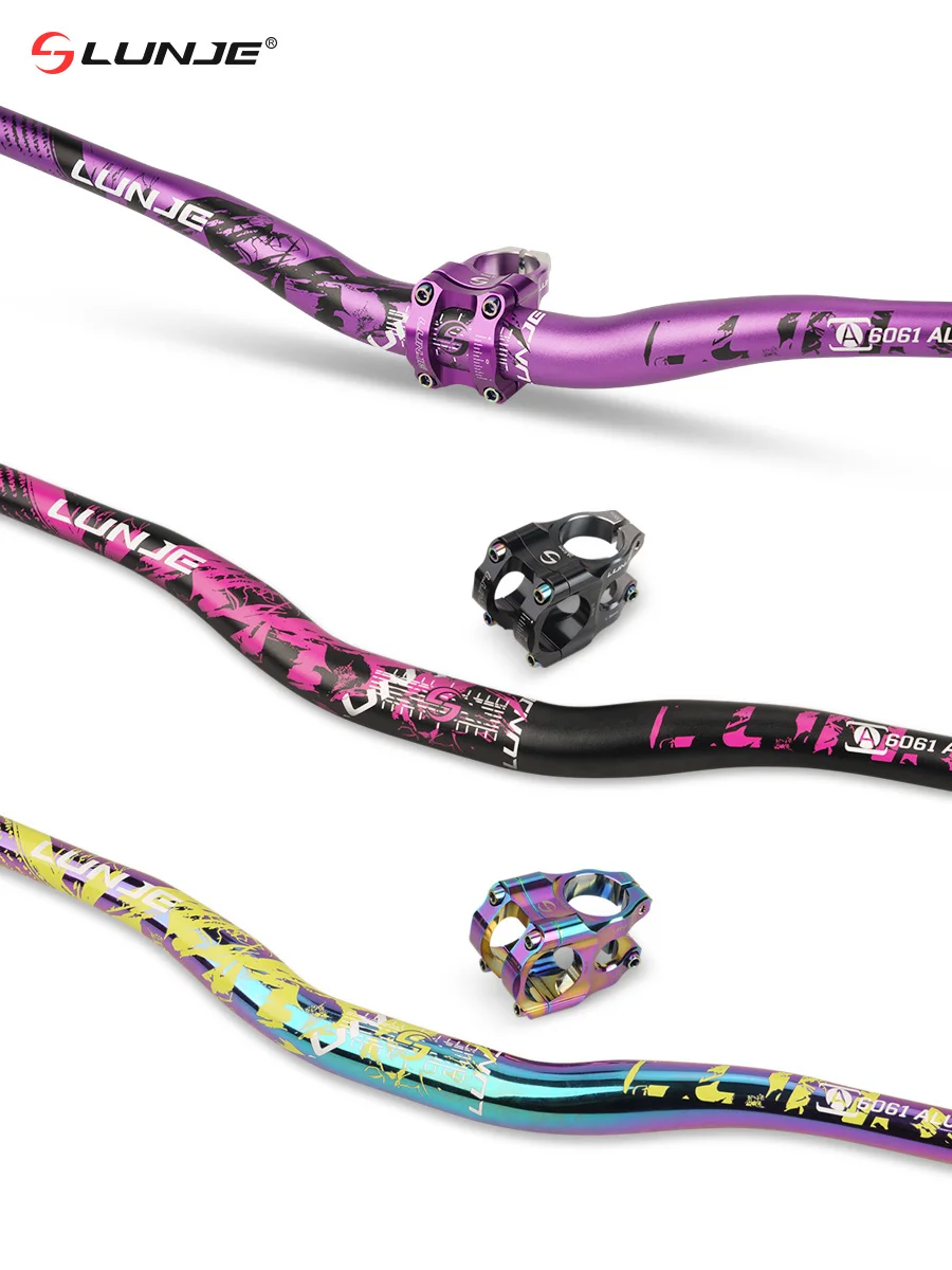 LUNJE  Swallow Handle Aluminum Alloy Mountain Bike Handlebar Mtb 31.8 * 720/780mm Bicycle Long Handlebar Handle