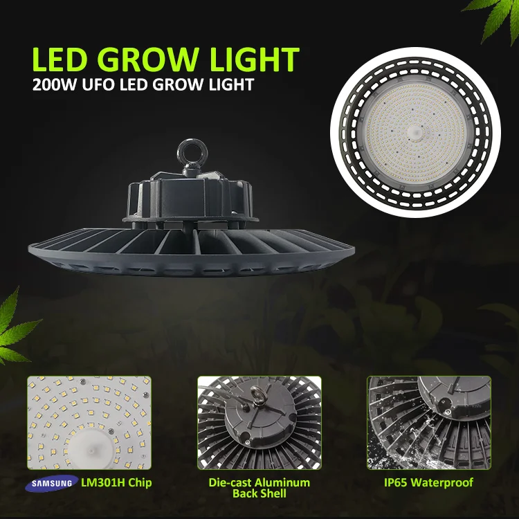 Grow lights 2021 dimming 101 sumsung chips LM301B LM301H 8 bars UFO grow light for greenhouse planting