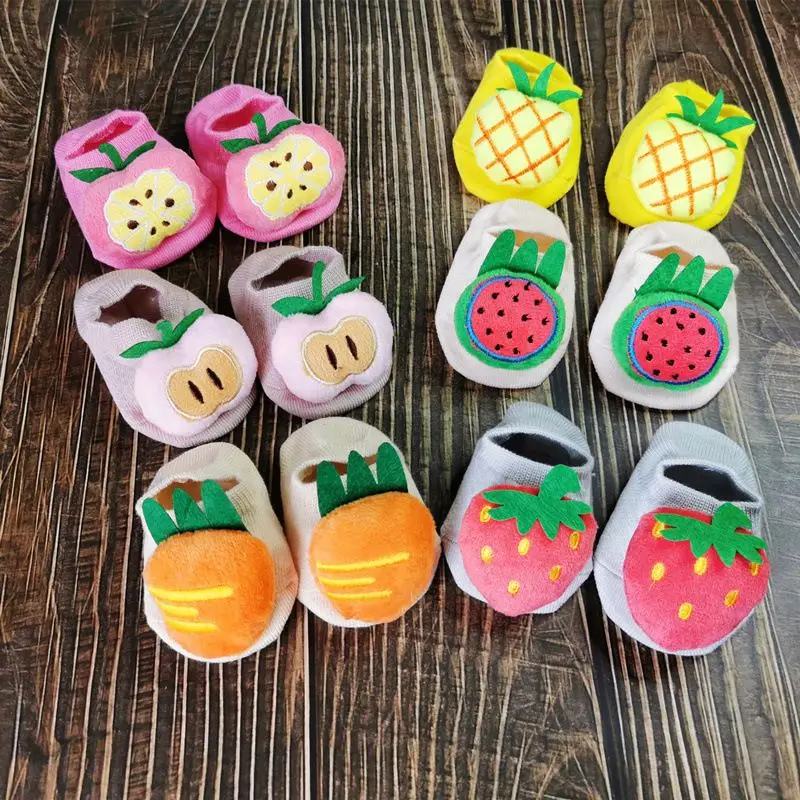 
New Hot Selling Newborn Fashion Cute Cartoon Fruits Doll Anti Skid Floor Soft Cotton Low Cut Baby Socks 
