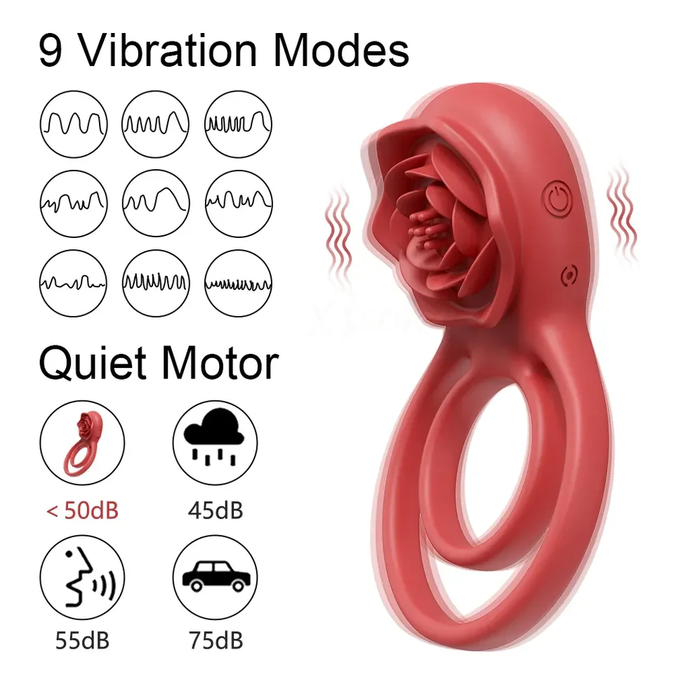 Wholesale Sex Toy Pleasure Couple Sharing Clitoral Stimulation Passion Lock Fine Ring Rose Vibration