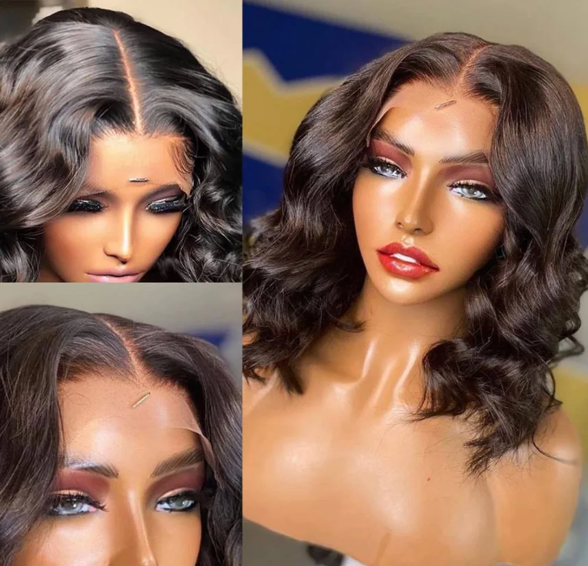 Short Loose Body Wave Wavy Lace Front Human Hair Wigs for Black Women Full Hd Frontal Wig Human Hair Ocean Wave Bob Wigs