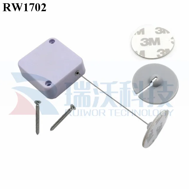 RW1702 Anti-theft Recoiler with Split Round Base install by adhesive tape sticker