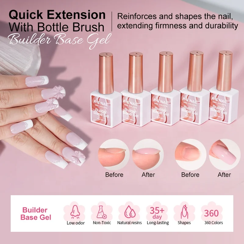 R S Nail Oem Private Label 360 Colors Builder Base Gel Extension Uv Builder Bottle Builder Nails Supplies Construction UV Gel