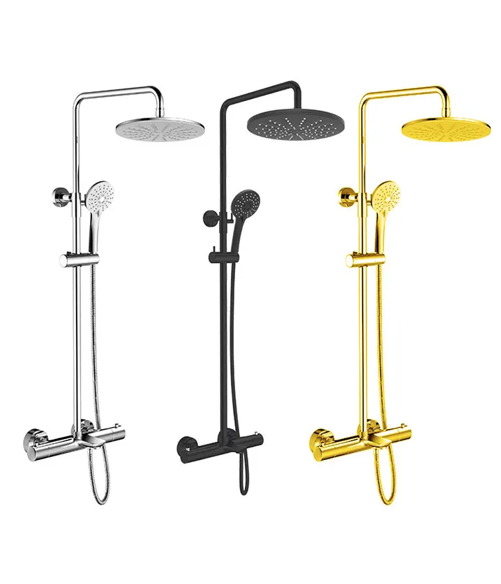 HIMARK латунный матовый золотистый дождевой смеситель для душа, открытая ванная комната, матовый черный термостатический дождевой смеситель, набор душевых колонок