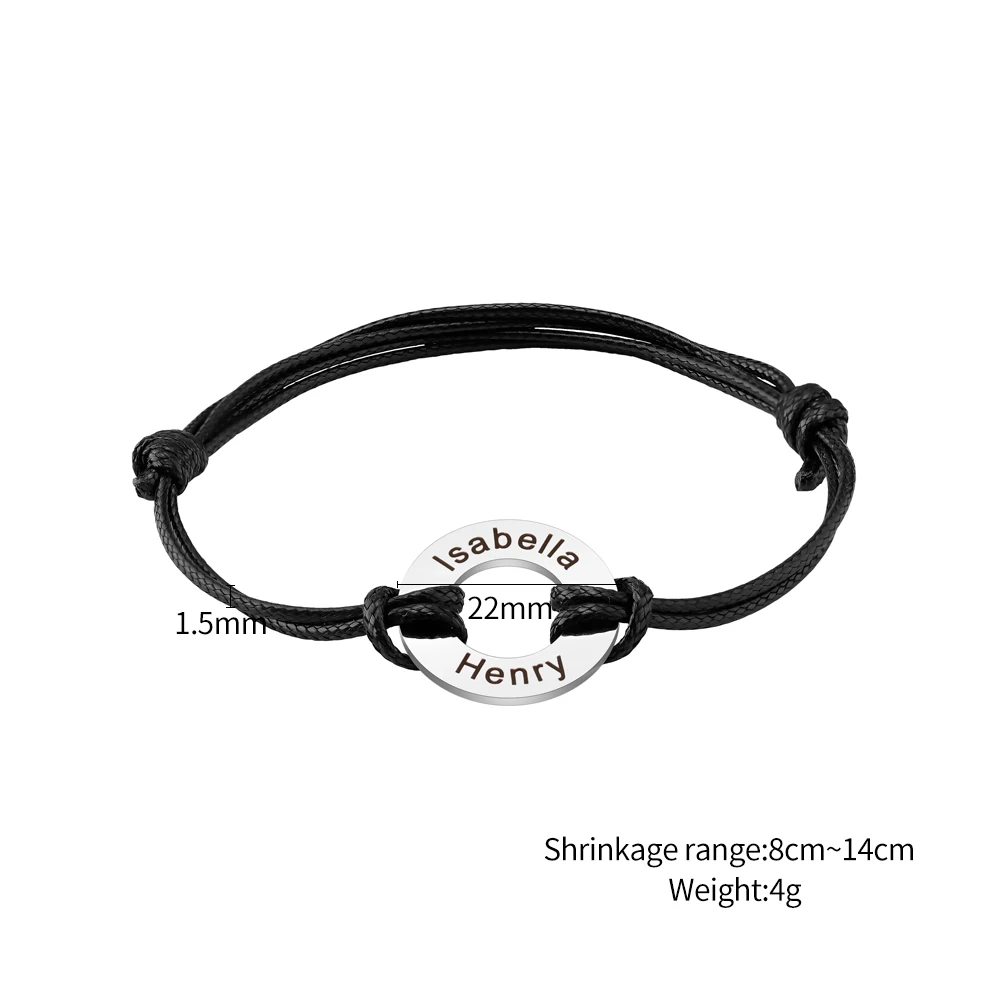 Engravable Blank Round Disc Pendant Leather Bracelet Half Finished Adjustable Bracelet For Men Women