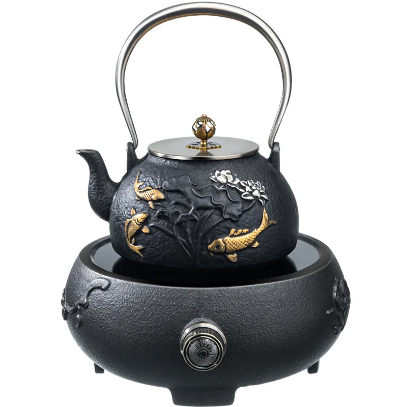 Energinox Traditional Antique Japanese Black Teapot Cast Iron Tea Cup Set